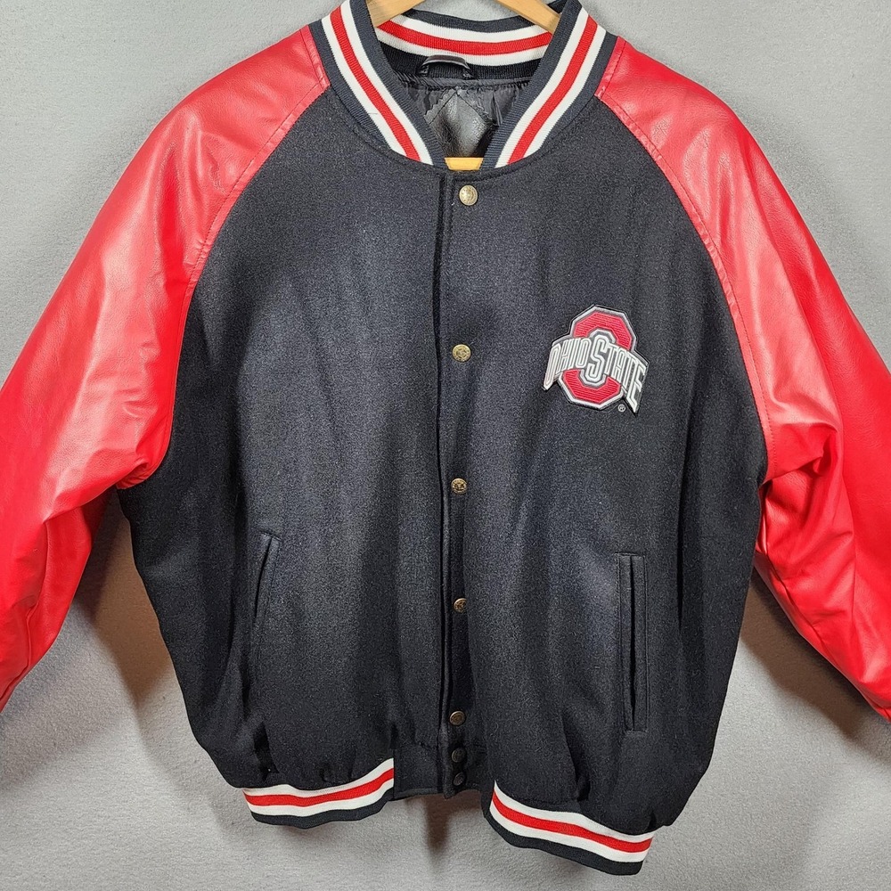 Vintage Ohio State Letterman Varsity Jacket‎ Mens Large NCAA Bomber Buckeyes